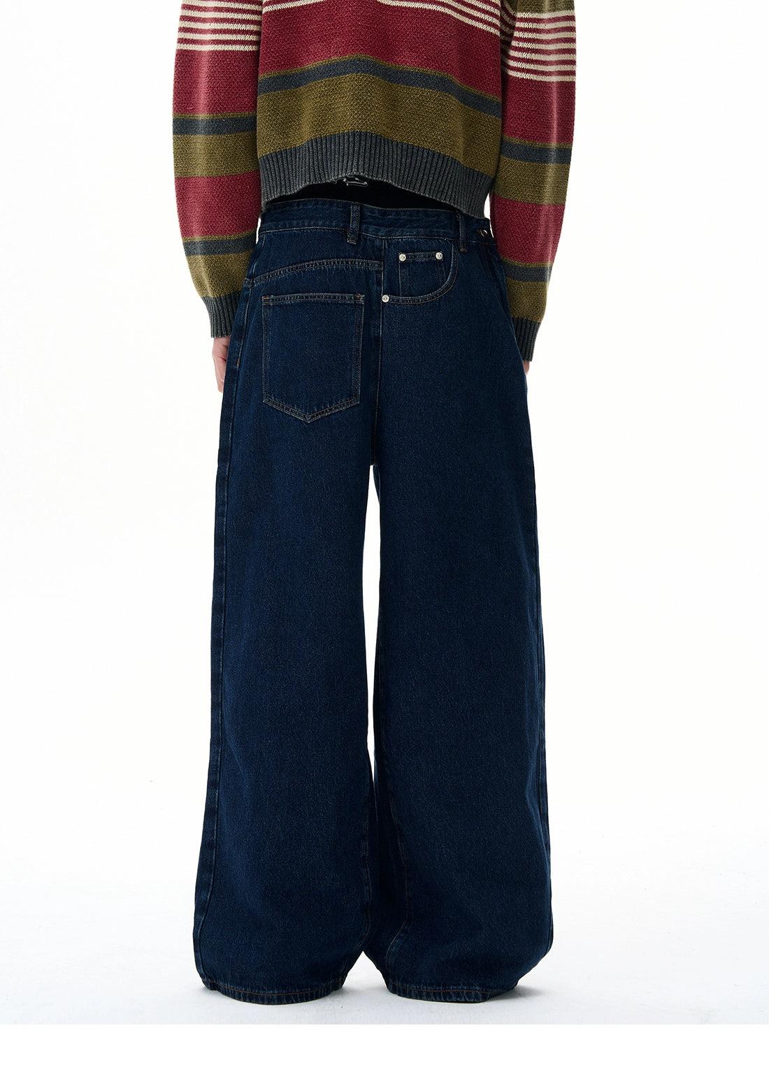 Irregular Pocket Loose Fit Jeans Korean Street Fashion Jeans By 77Flight Shop Online at OH Vault