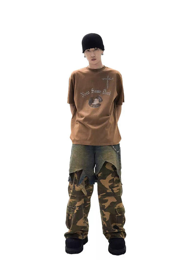 Grunge Loose Washed T-Shirt Korean Street Fashion T-Shirt By Ash Dark Shop Online at OH Vault
