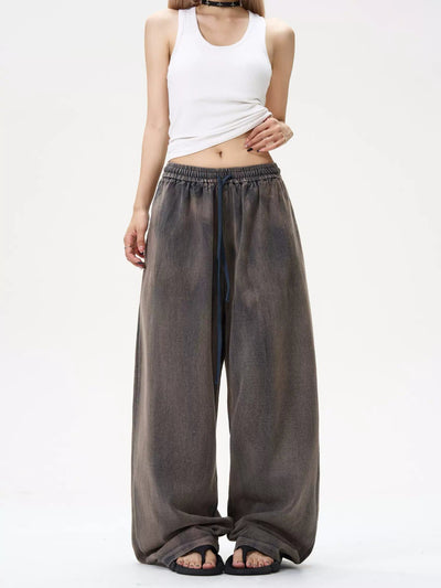 Washed Adjustable Gartered Sweatpants Korean Street Fashion Pants By MaxDstr Shop Online at OH Vault