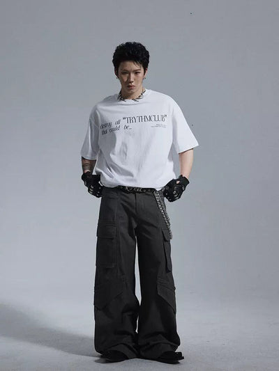 Pocket Detail Loose Cargo Pants Korean Street Fashion Pants By Dark Fog Shop Online at OH Vault
