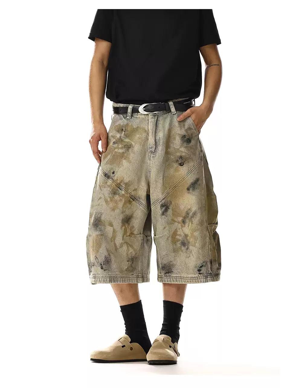 Smudges Spots Denim Shorts Korean Street Fashion Shorts By MEBXX Shop Online at OH Vault