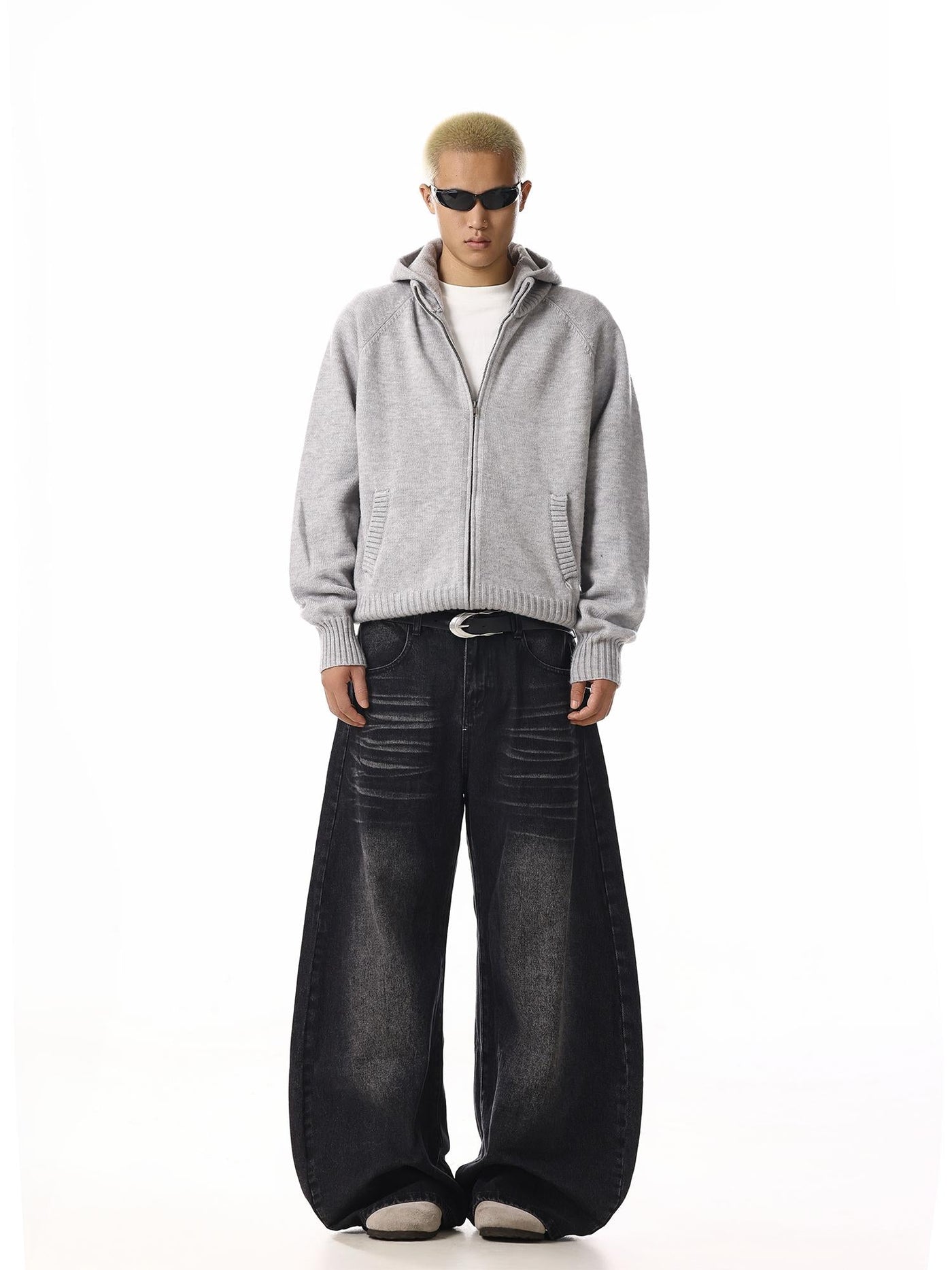 Whiskered Fade Baggy Jeans Korean Street Fashion Jeans By MEBXX Shop Online at OH Vault
