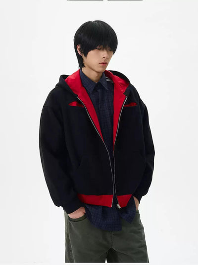 Contrast Color Zip-Up Hoodie Korean Street Fashion Hoodie By 77Flight Shop Online at OH Vault