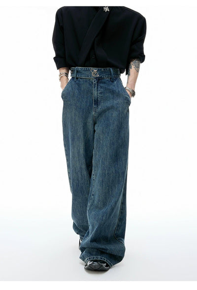 Washed Metallic Logo Jeans Korean Street Fashion Jeans By Argue Culture Shop Online at OH Vault