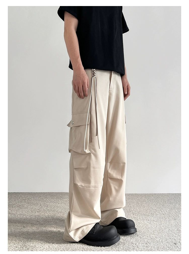 Lanyard Pleats Cargo Pants Korean Street Fashion Pants By A PUEE Shop Online at OH Vault