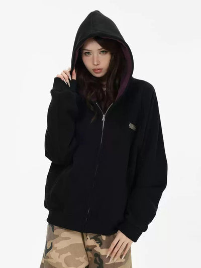 Basic Solid Color Zipped Hoodie Korean Street Fashion Hoodie By INS Korea Shop Online at OH Vault