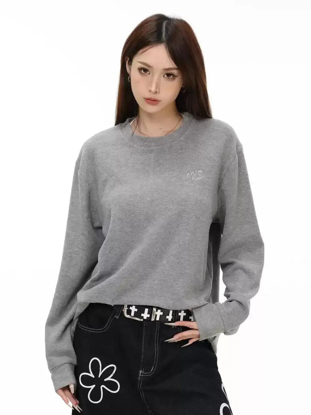 Versatile Relaxed Fit L/S T-Shirt Korean Street Fashion T-Shirt By INS Korea Shop Online at OH Vault