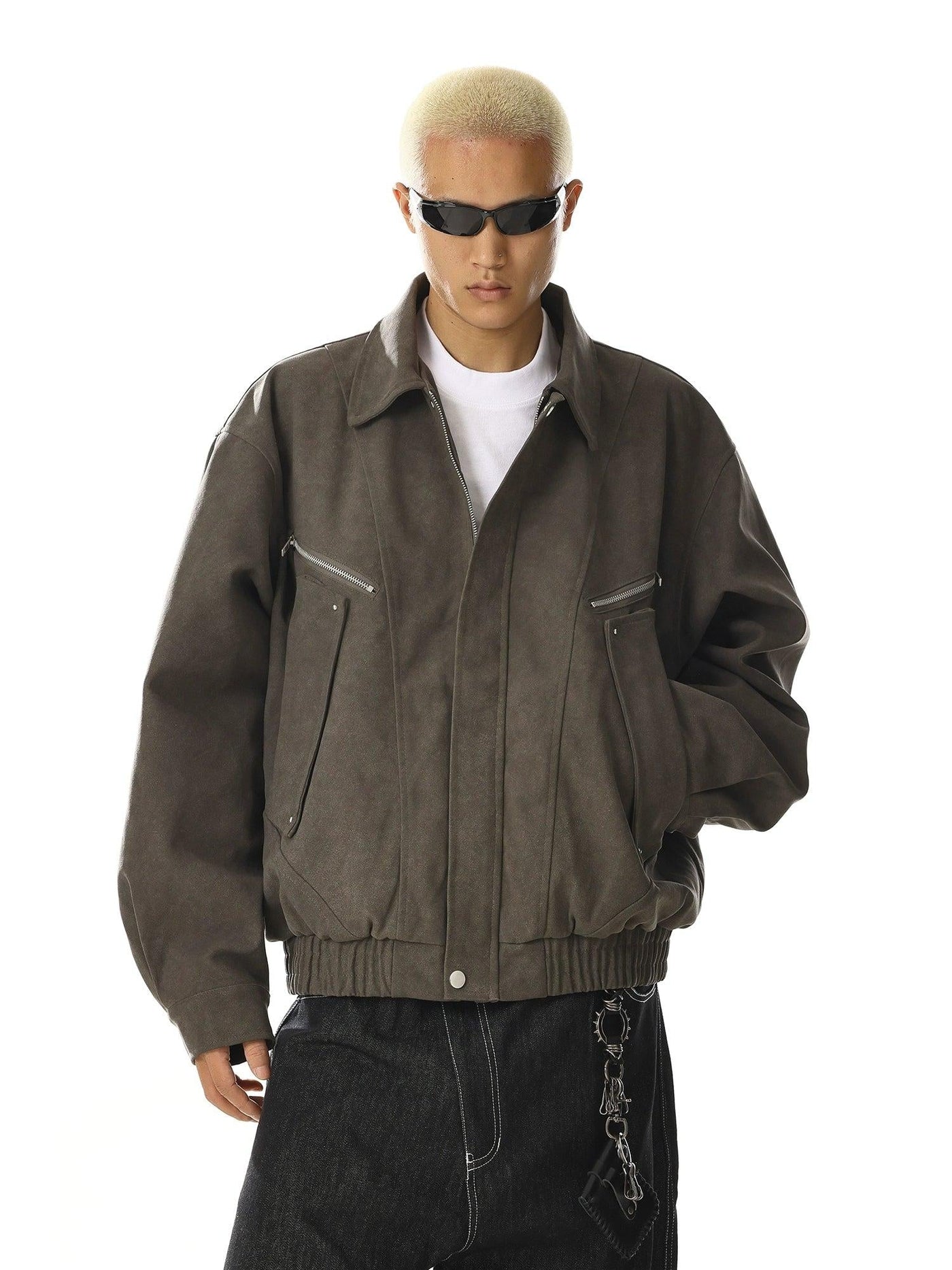 Structured Zipped Pocket Jacket Korean Street Fashion Jacket By MEBXX Shop Online at OH Vault