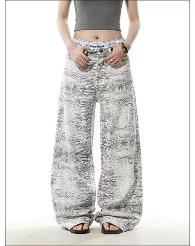 Patterned Buttoned Straight Leg Jeans Korean Street Fashion Jeans By Mr Nearly Shop Online at OH Vault