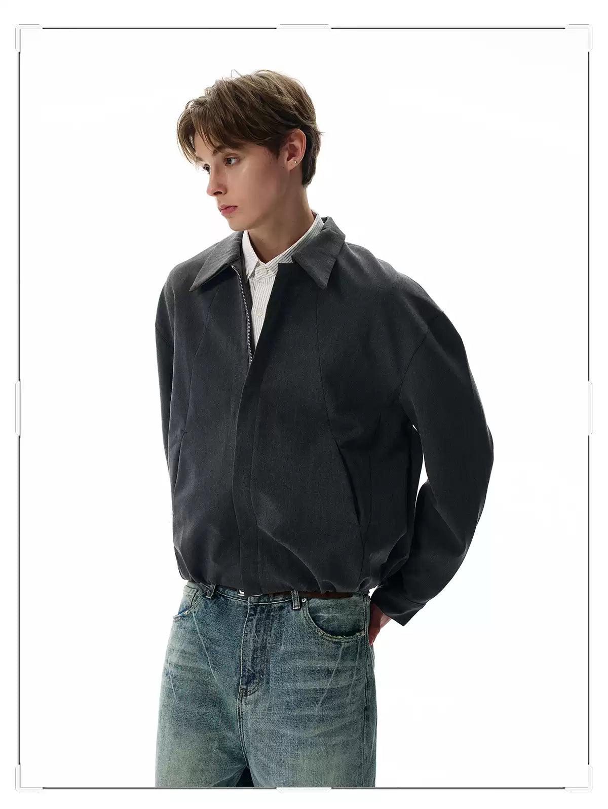 Solid Structured Zip-Up Jacket