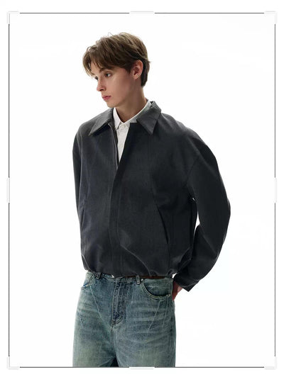 Solid Structured Zip-Up Jacket