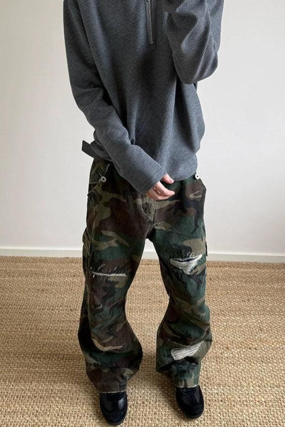 Stitches and Rips Camouflage Jeans Korean Street Fashion Jeans By A PUEE Shop Online at OH Vault
