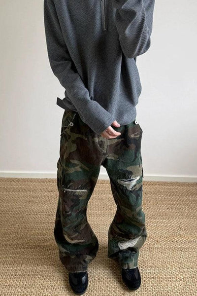 Stitches and Rips Camouflage Jeans Korean Street Fashion Jeans By A PUEE Shop Online at OH Vault