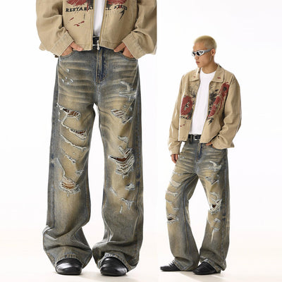 Distressed Ripped Faded Jeans Korean Street Fashion Jeans By MEBXX Shop Online at OH Vault