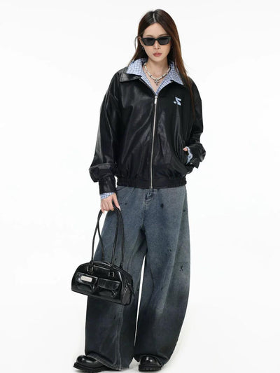 Spliced Plaid Zipped Jacket Korean Street Fashion Jacket By INS Korea Shop Online at OH Vault