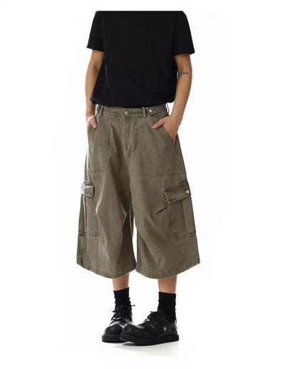 Wide Side Pockets Cargo Denim Shorts Korean Street Fashion Shorts By MEBXX Shop Online at OH Vault