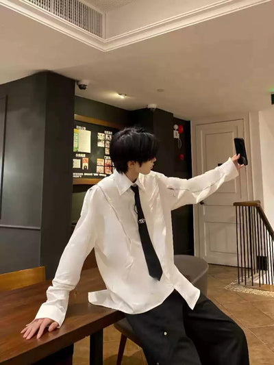 3D Metal Logo Tie Korean Street Fashion Tie By Tian Tian Shop Online at OH Vault