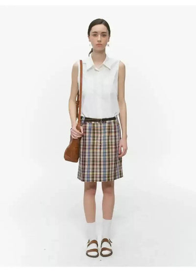 Vintage Color Plaid Skirt Korean Street Fashion Skirt By Country Moment Shop Online at OH Vault