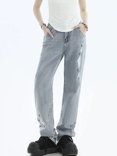 Blade and Buttons Jeans Korean Street Fashion Jeans By INS Korea Shop Online at OH Vault