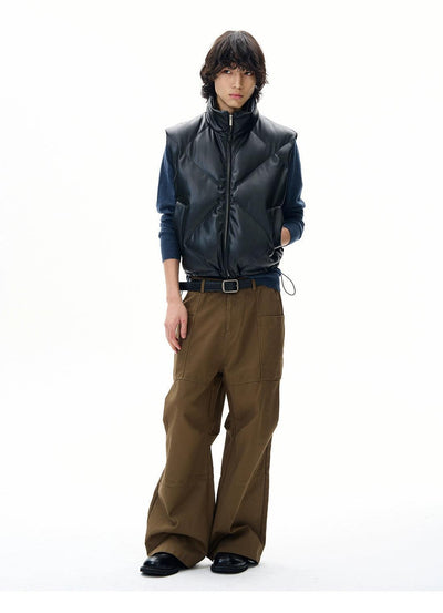 Stand Collar Quilted Puffer Vest Korean Street Fashion Vest By 77Flight Shop Online at OH Vault