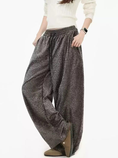 Drawstring Leopard Print Wide Pants Korean Street Fashion Pants By INS Korea Shop Online at OH Vault