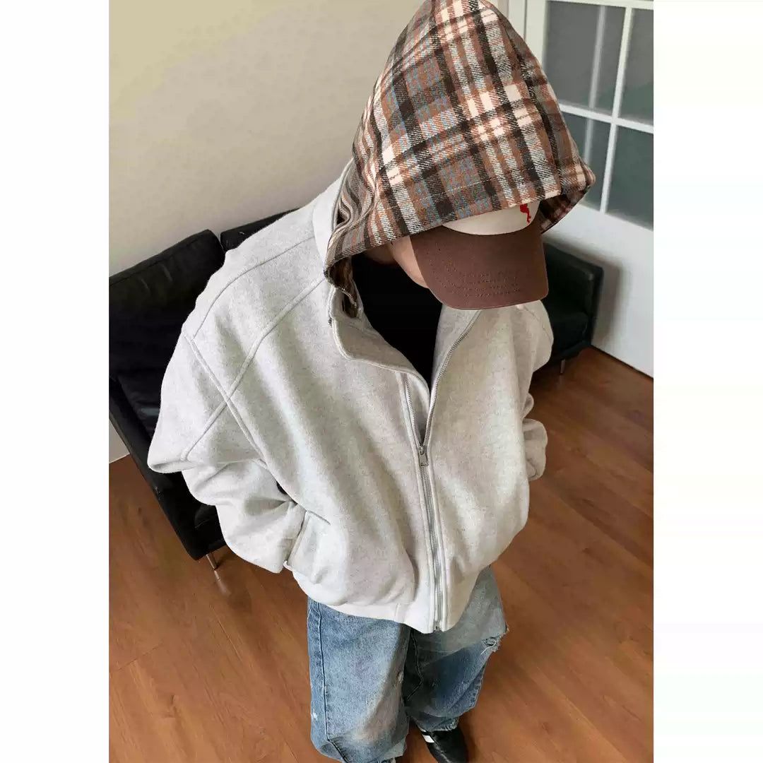 Plaid Hood Zipped Jacket Korean Street Fashion Jacket By Made Extreme Shop Online at OH Vault