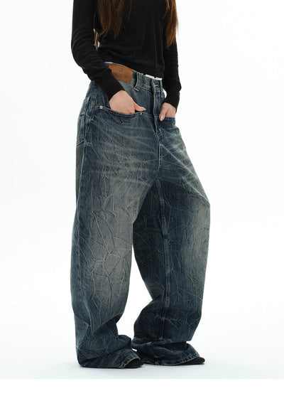 Pocket Detail Lightning Pattern Jeans Korean Street Fashion Jeans By 77Flight Shop Online at OH Vault