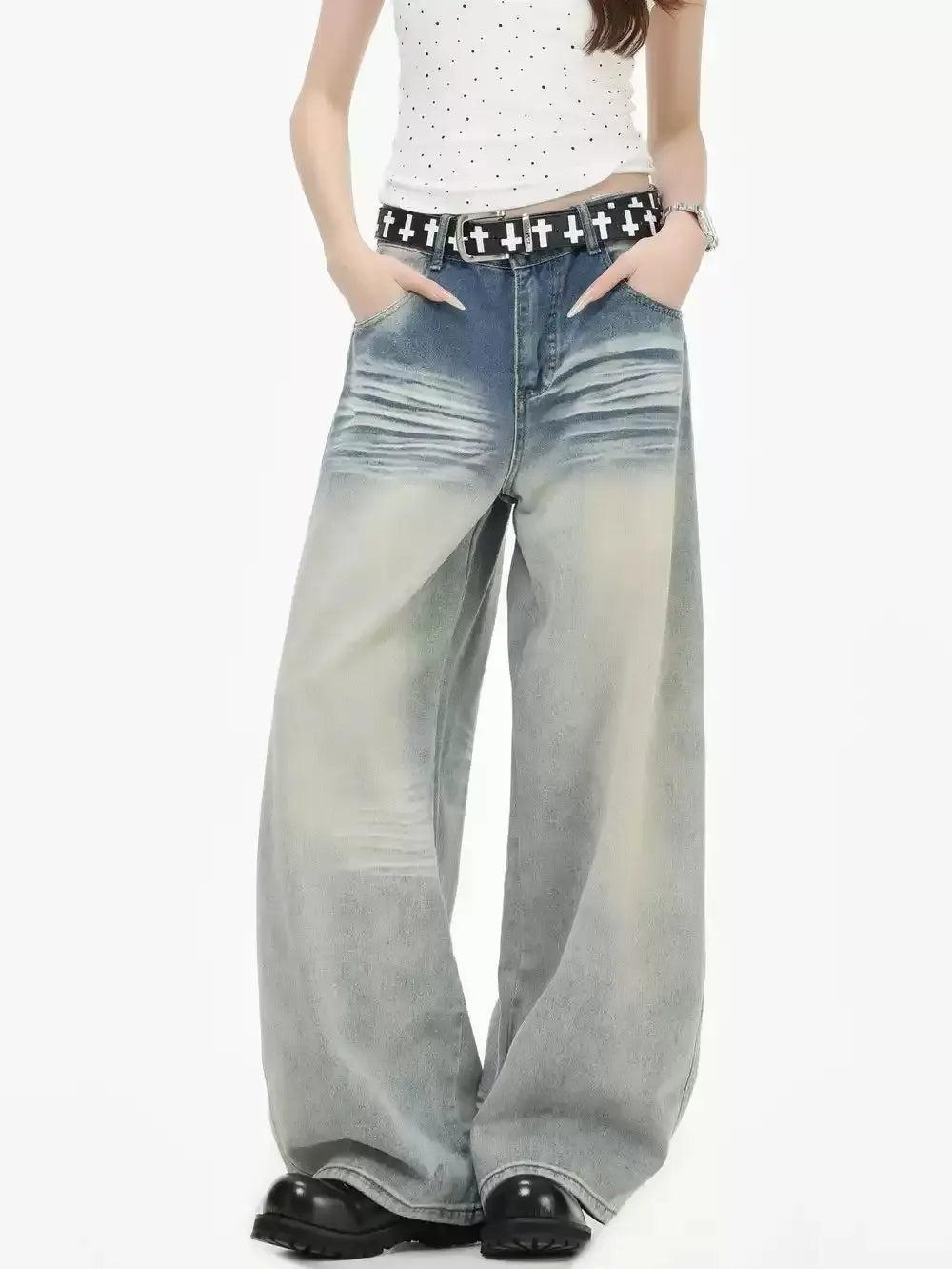 Whiskers Lines Fade Emphasis Jeans Korean Street Fashion Jeans By INS Korea Shop Online at OH Vault