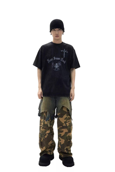 Grunge Loose Washed T-Shirt Korean Street Fashion T-Shirt By Ash Dark Shop Online at OH Vault