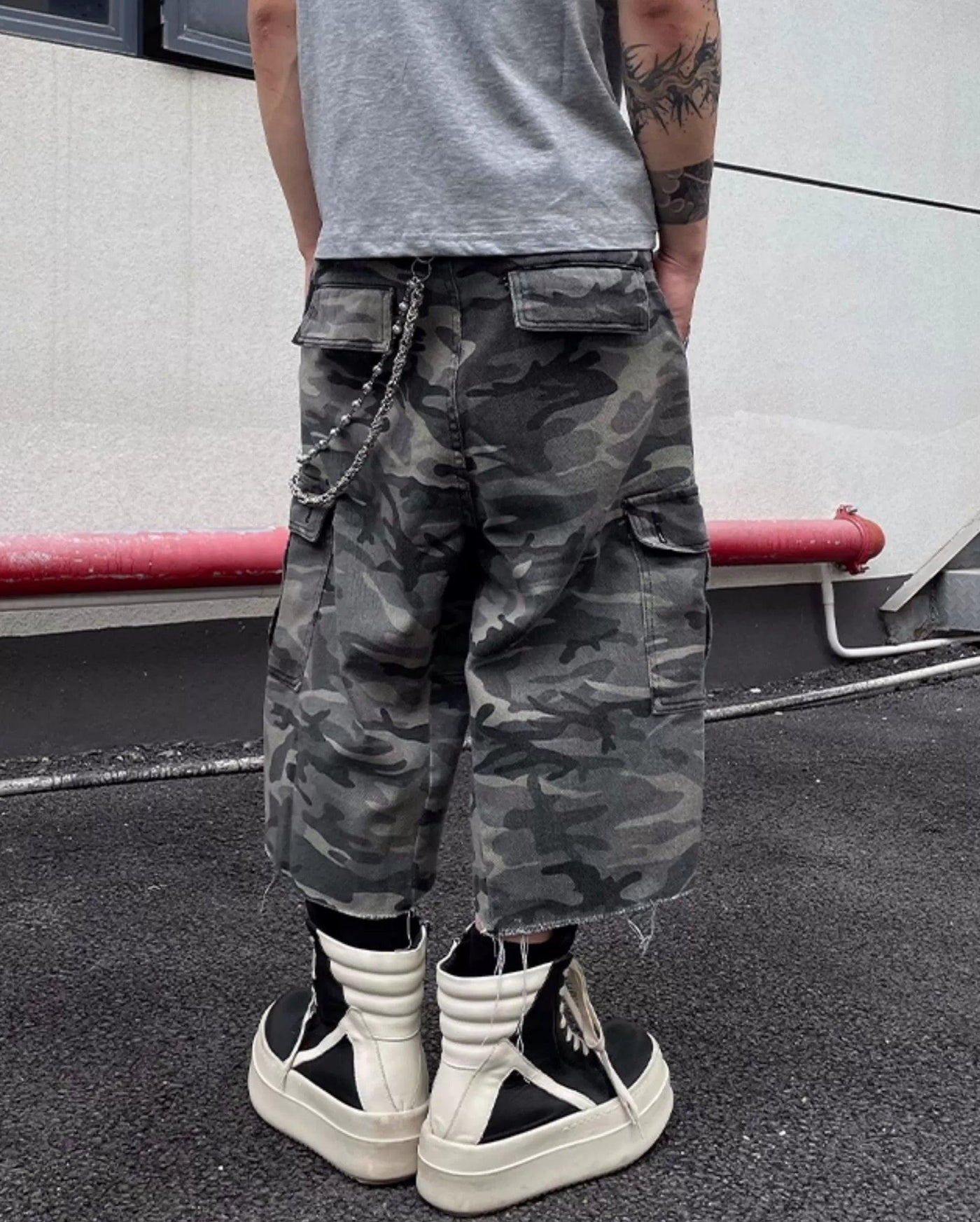Raw End Camouflage Cargo Shorts Korean Street Fashion Shorts By Dark Fog Shop Online at OH Vault