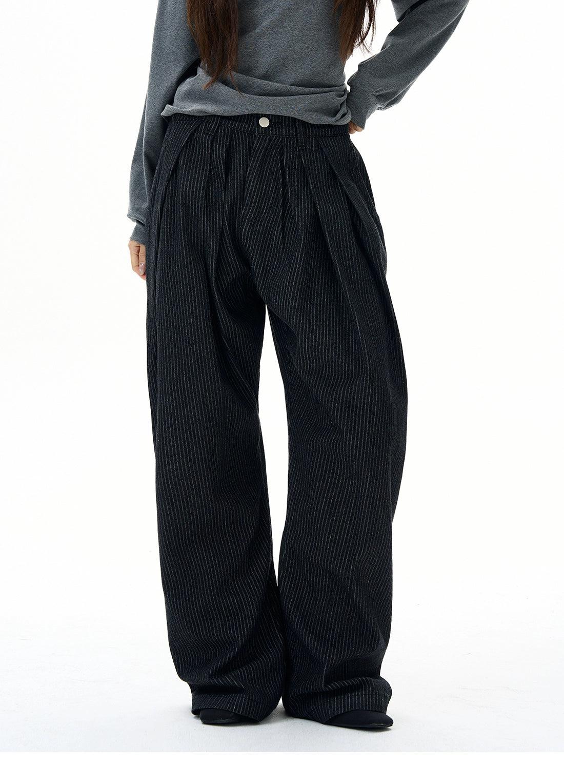 Chic Striped Pleated Pants Korean Street Fashion Pants By 77Flight Shop Online at OH Vault