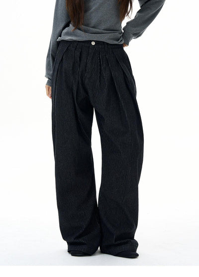 Chic Striped Pleated Pants Korean Street Fashion Pants By 77Flight Shop Online at OH Vault