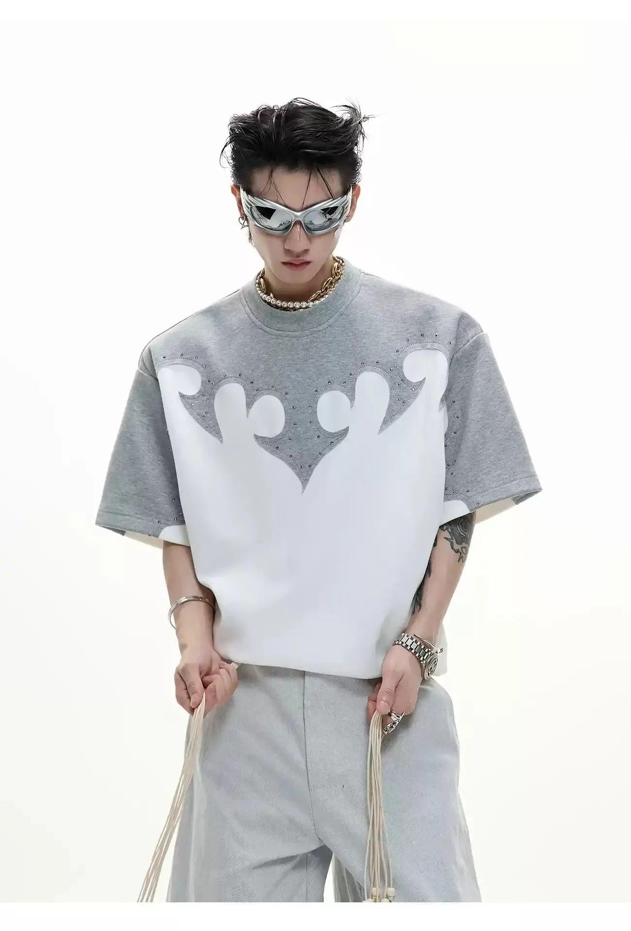 Stitched Pattern T-Shirt Korean Street Fashion T-Shirt By Argue Culture Shop Online at OH Vault