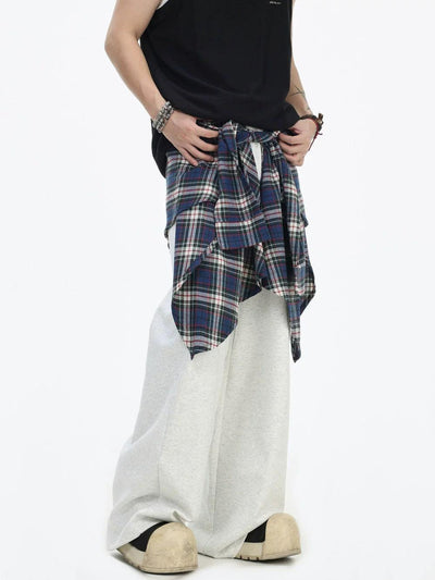 Plaid Layered Sports Sweatpants Korean Street Fashion Pants By INS Korea Shop Online at OH Vault