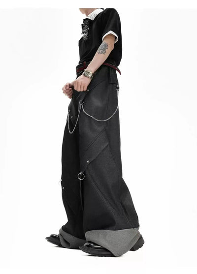 Structured Eyelets and Chains Pants Korean Street Fashion Pants By Argue Culture Shop Online at OH Vault