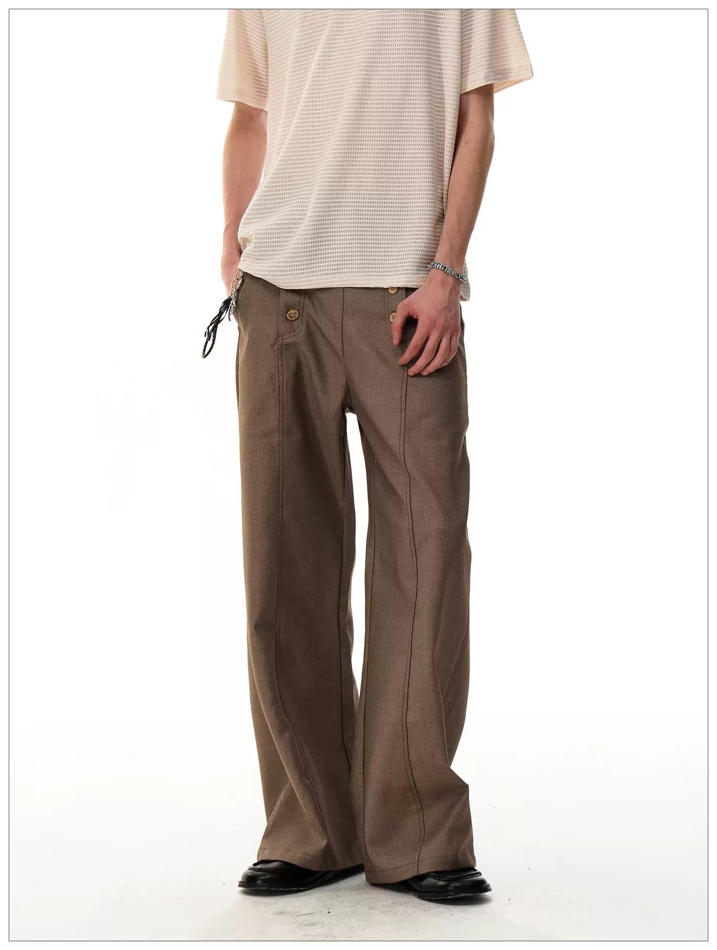 Multi-Buttons Classic Pants Korean Street Fashion Pants By Mr Nearly Shop Online at OH Vault