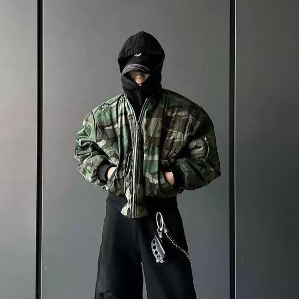 Reversible Camouflage Puffer Jacket Korean Street Fashion Jacket By Dark Fog Shop Online at OH Vault