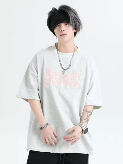 Contrast Logo Comfty T-Shirt Korean Street Fashion T-Shirt By INS Korea Shop Online at OH Vault