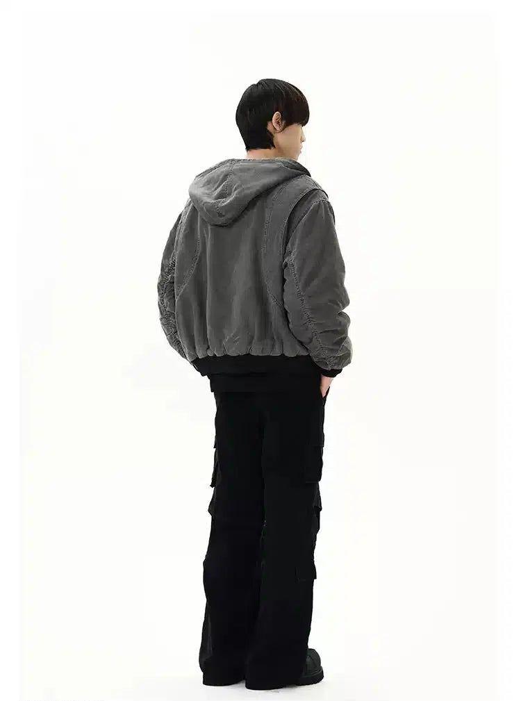 Washed Drawcord Short Hooded Jacket Korean Street Fashion Jacket By A PUEE Shop Online at OH Vault