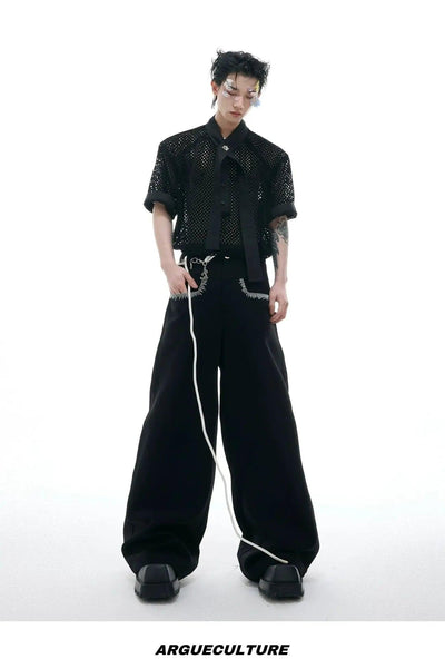 Hollowed Mesh Strap Shirt Korean Street Fashion Shirt By Argue Culture Shop Online at OH Vault