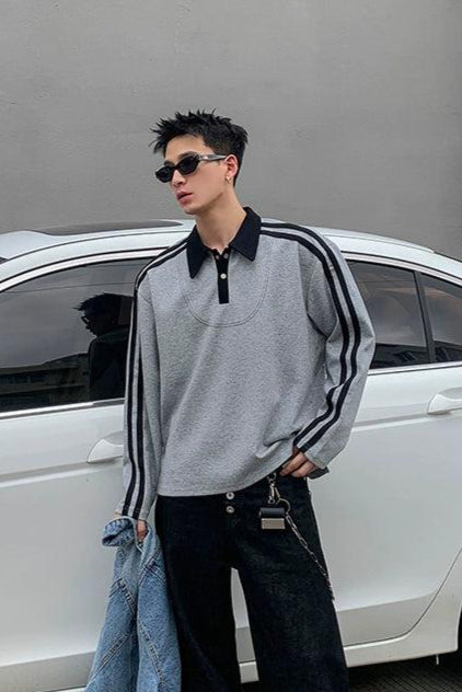Striped Sleeves Boxy T-Shirt Korean Street Fashion T-Shirt By Poikilotherm Shop Online at OH Vault