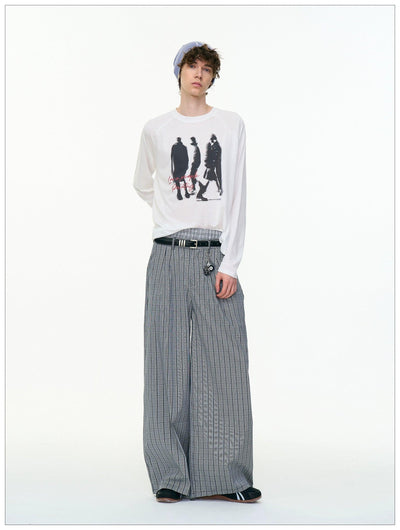Plaid Pattern Straight Leg Wide Pants Korean Street Fashion Pants By Mr Nearly Shop Online at OH Vault