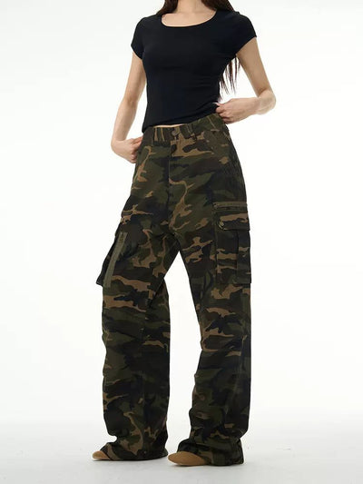 Camouflage Regular Fit Pants Korean Street Fashion Pants By 77Flight Shop Online at OH Vault