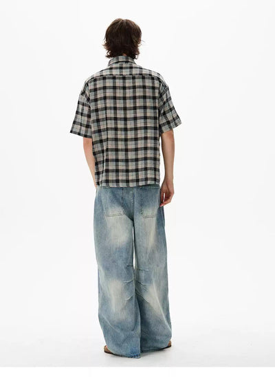 Boxy Casual Checkered Shirt Korean Street Fashion Shirt By 77Flight Shop Online at OH Vault