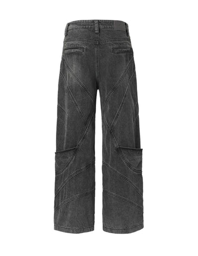 Washed Structured Seams Jeans Korean Street Fashion Jeans By CATSSTAC Shop Online at OH Vault