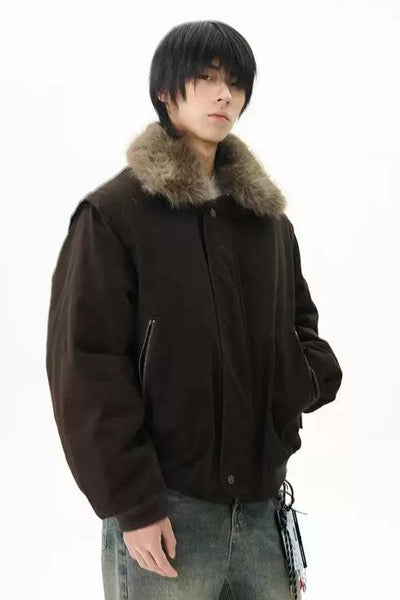 Fur Collar Side Pockets Jacket Korean Street Fashion Jacket By 77Flight Shop Online at OH Vault