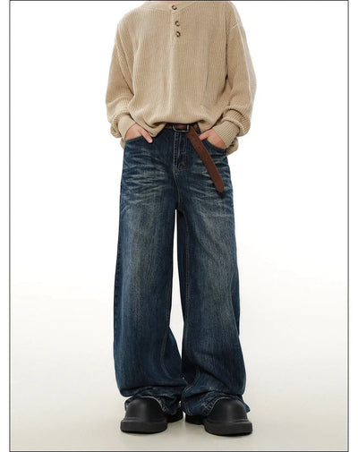 Rippled Straight Cut Jeans Korean Street Fashion Jeans By Mr Nearly Shop Online at OH Vault