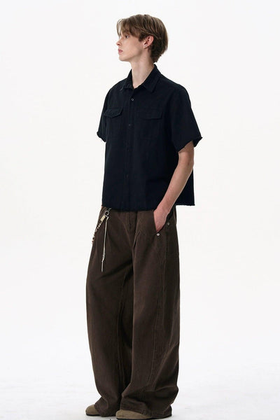 Raw Ends Breast Pocket Denim Shirt Korean Street Fashion Shirt By MaxDstr Shop Online at OH Vault