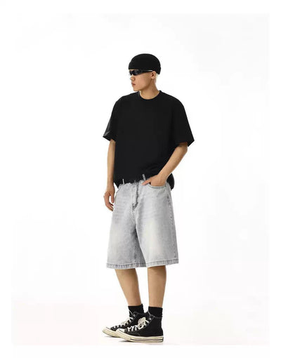 Faded Whiskers Denim Shorts Korean Street Fashion Shorts By MEBXX Shop Online at OH Vault