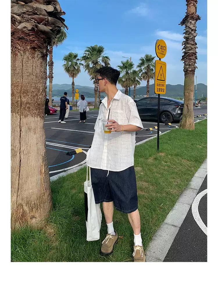 Breast Pockets Patterned Shirt Korean Street Fashion Shirt By Poikilotherm Shop Online at OH Vault